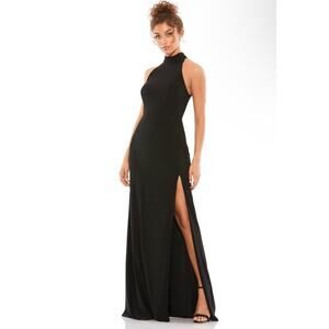Mac Duggal Size 14 NWT Black Evening Gown with High Slit Style Style 261271